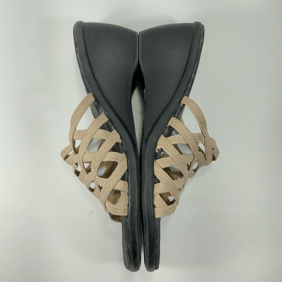 Penmans Black Tan Slip On Wedge Heel Sandals Size 8.5 - Picture 8 of 10